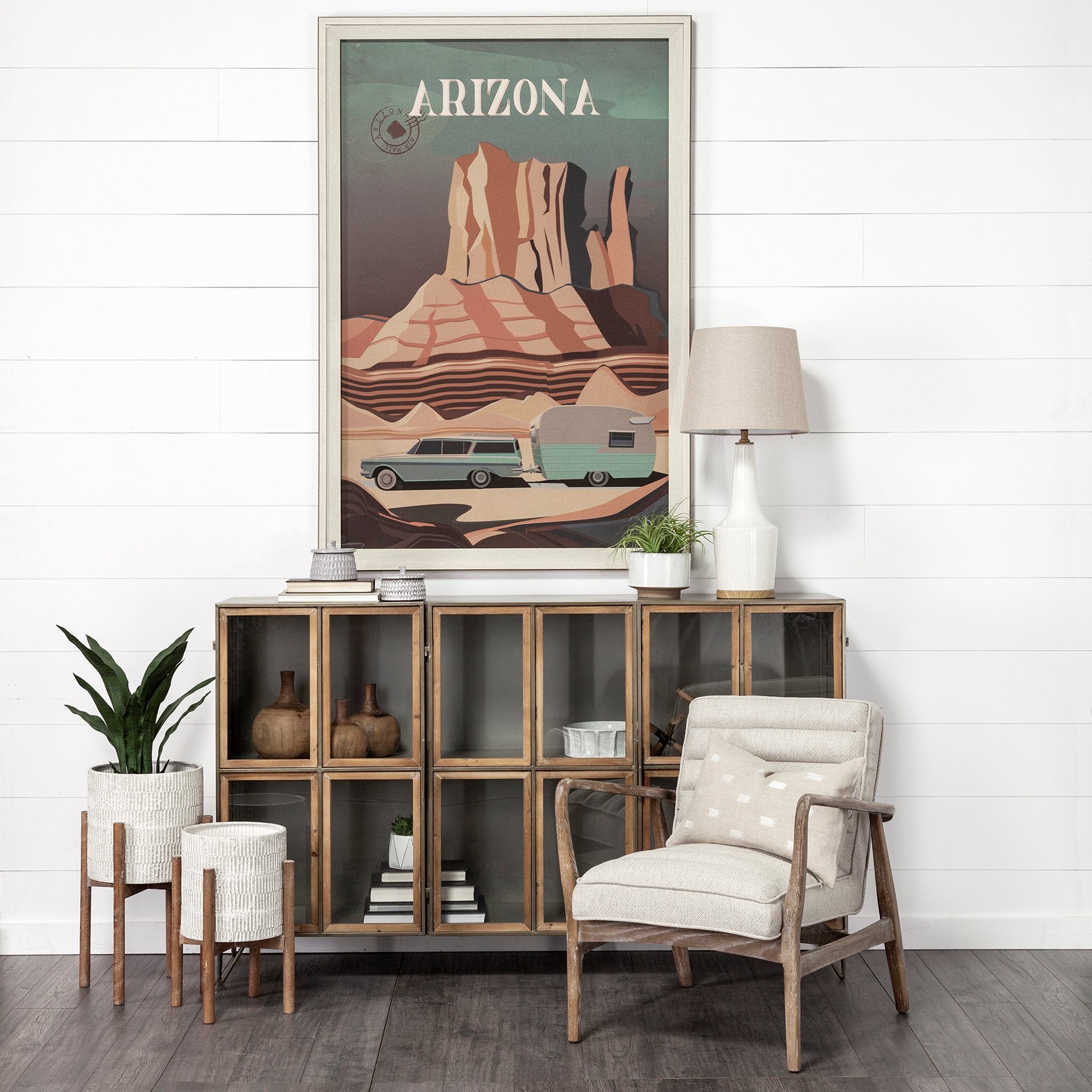 Ajax II Wooden Frame Accent Chair- Cream Fabric Covered Cushion | Calgary Furniture Store