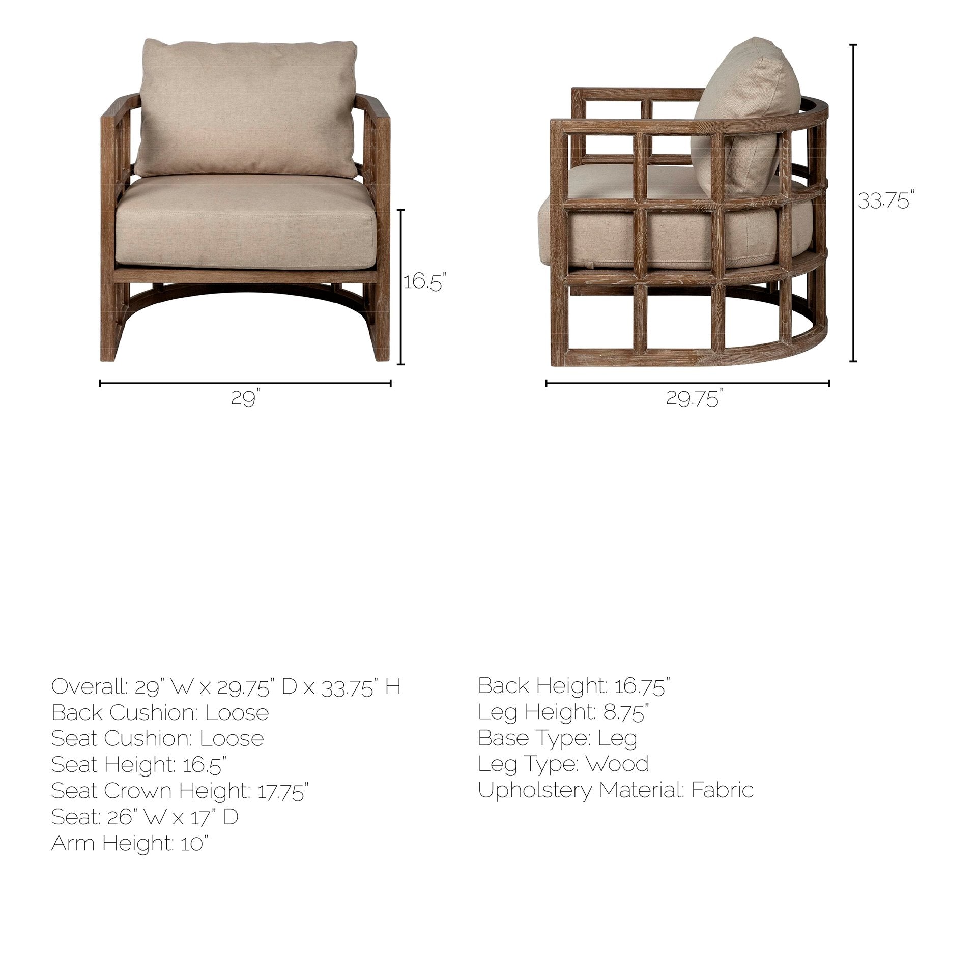Skylar II Accent Chair - Tan Fabric Covered Cushioned | Calgary's Furniture Store | Calgary Accent Chairs