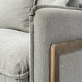Roy II Brown Wood Frame Arm Chair - Frost Gray Upholstered | Calgary's Furniture Store | Calgary Accent Chairs