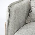 Roy II Brown Wood Frame Arm Chair - Frost Gray Upholstered | Calgary's Furniture Store | Calgary Accent Chairs