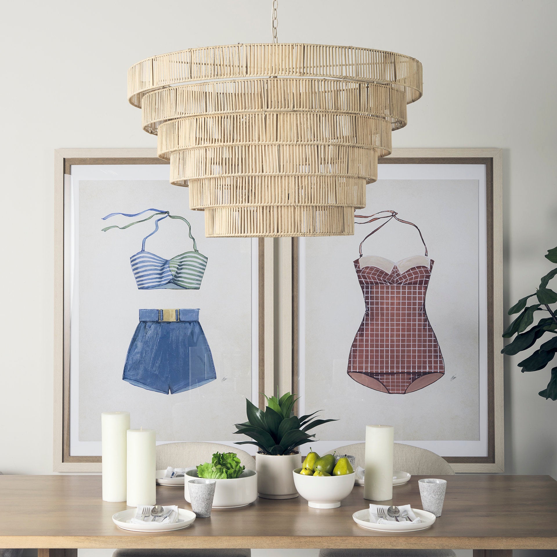 Marimba Natural Cane 6 Tier Chandelier | Calgary Furniture Store