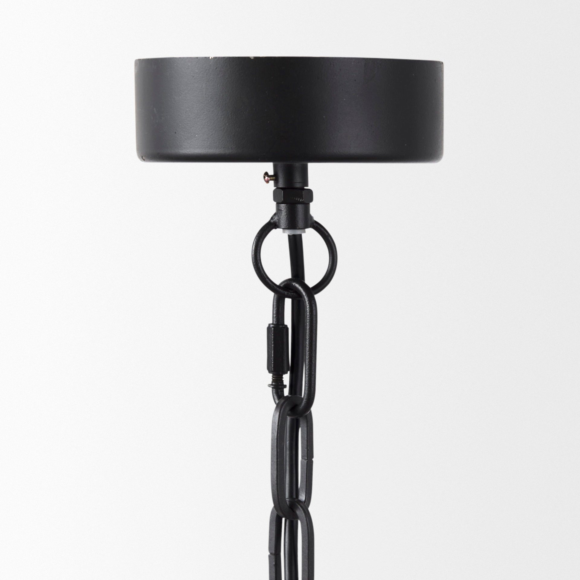 Pendra Black Metal Wooden Bead Three Bulb Chandelier | Calgary Furniture Store