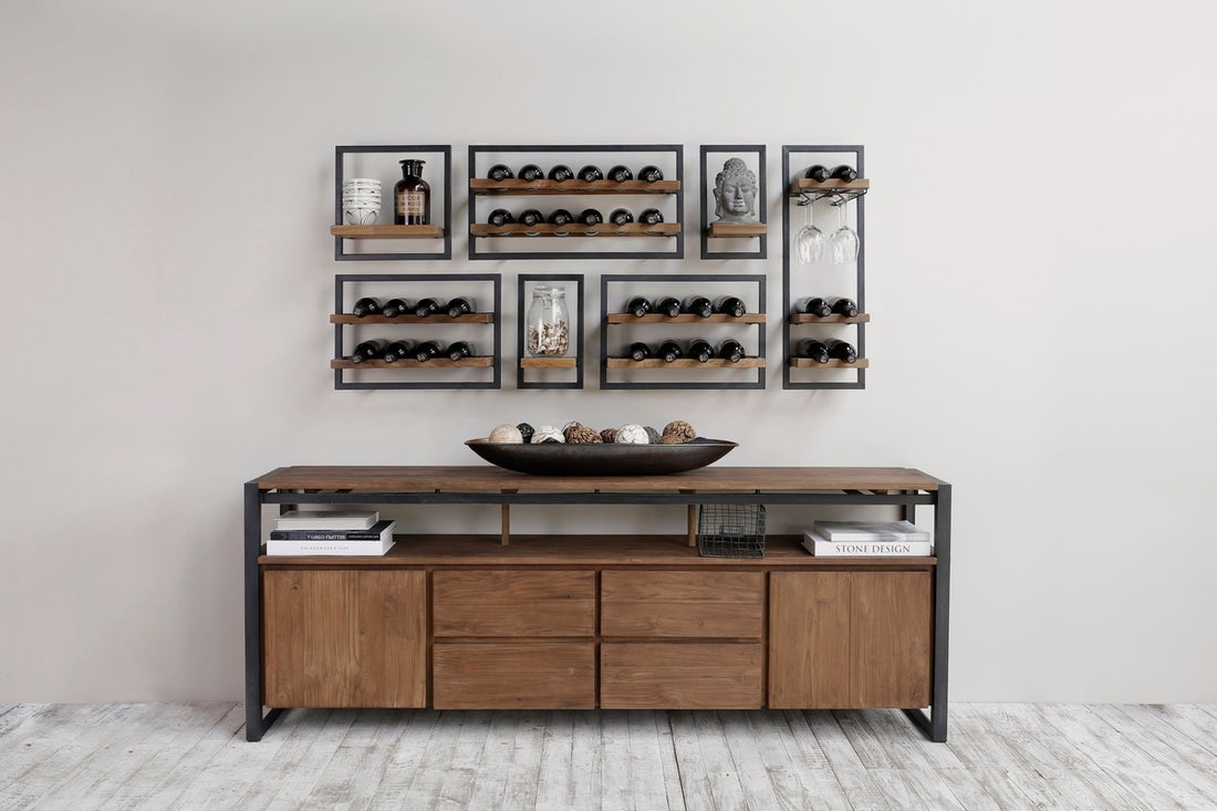 Dandhi Wine Rack 6 Bottles with glass holder - Type D | Calgary Furniture Store