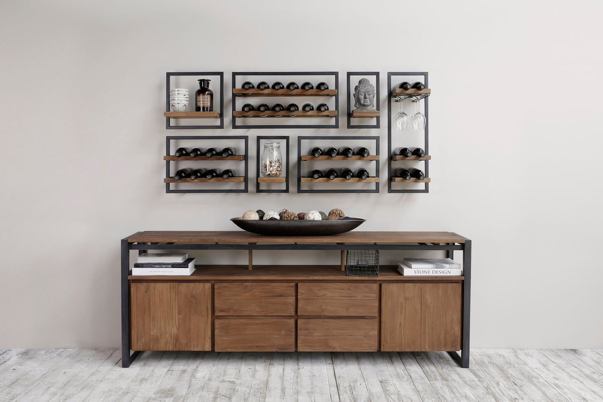 Dandhi Wine Rack 6 Bottles with glass holder - Type D | Calgary Furniture Store