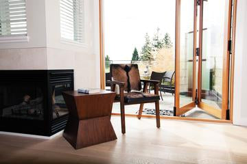 Rio Arm Chair - Cool Brown Leather/Goat hair | Calgary's Furniture Store | Calgary Arm Chairs