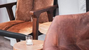 Rio Arm Chair - Cool Brown Leather/Goat hair | Calgary's Furniture Store | Calgary Arm Chairs
