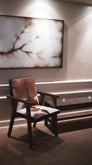 Rio Arm Chair - Cool Brown Leather/Goat hair | Calgary's Furniture Store | Calgary Arm Chairs