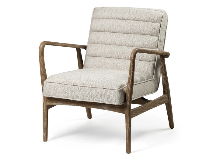 Ajax II Wooden Frame Accent Chair- Cream Fabric Covered Cushion | Calgary Furniture Store