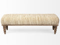 Alder II Accent Bench - Cream Upholstered Seat Wooden Base | Calgary Furniture Store