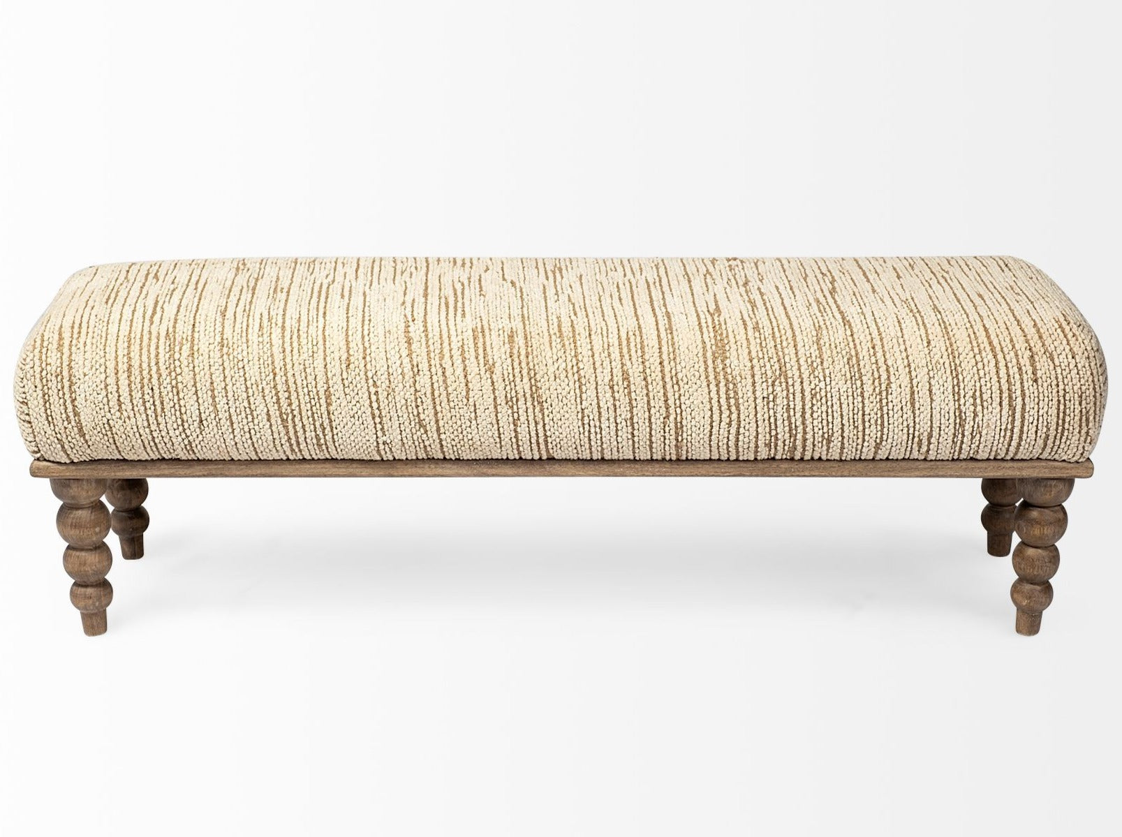 Alder II Accent Bench - Cream Upholstered Seat Wooden Base | Calgary Furniture Store