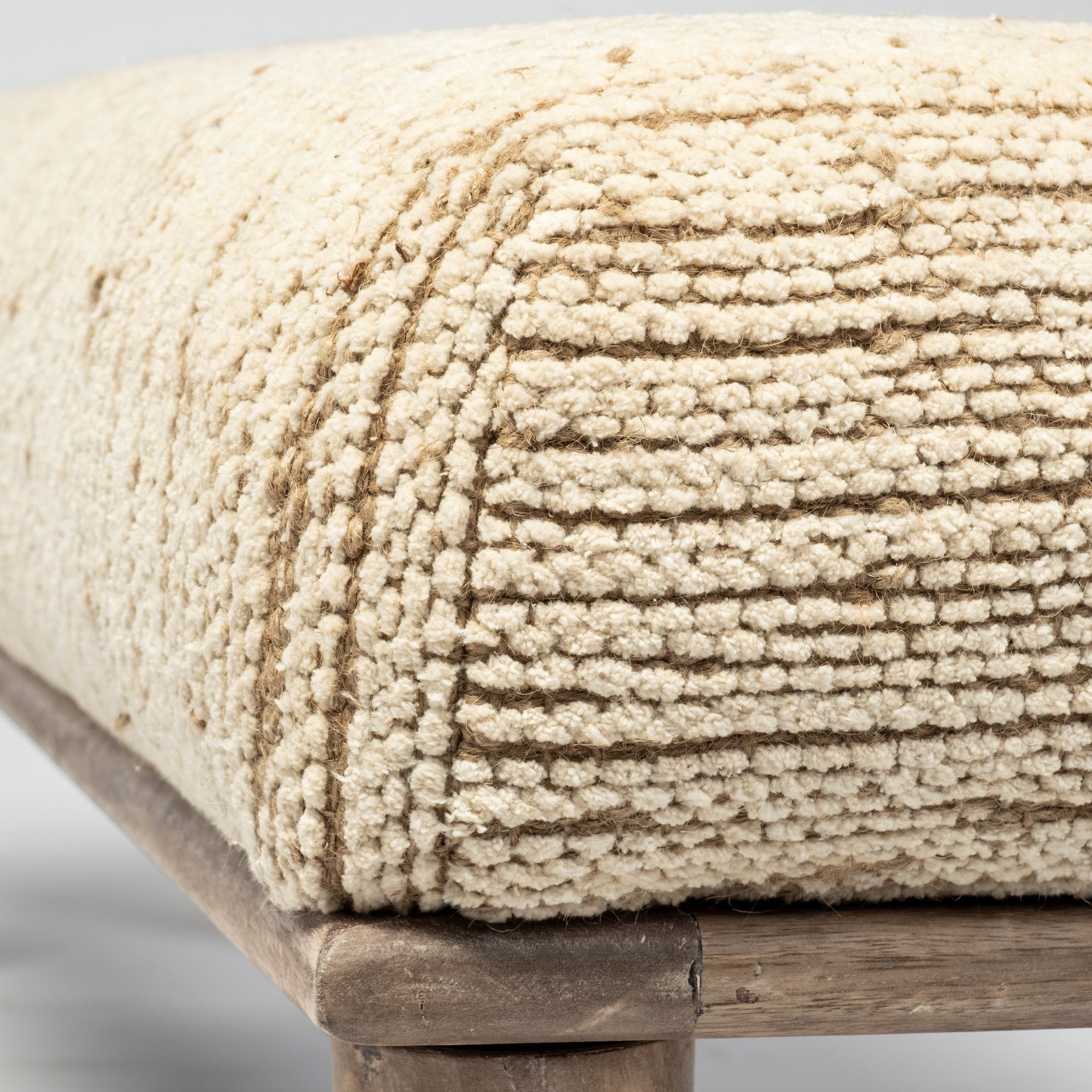 Alder II Accent Bench - Cream Upholstered Seat Wooden Base | Calgary Furniture Store