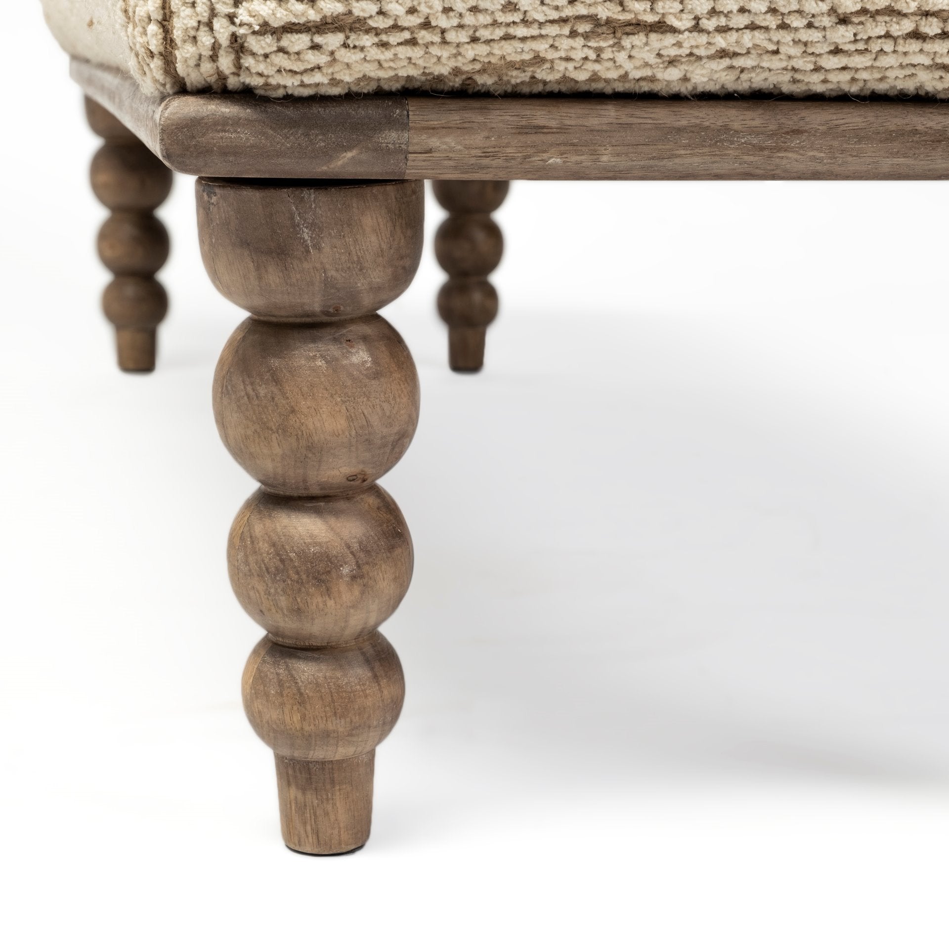 Alder II Accent Bench - Cream Upholstered Seat Wooden Base | Calgary Furniture Store