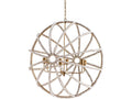 Ava White Gold Metal and White Wood Beaded Six Bulb Chandelier | Calgary Furniture Store