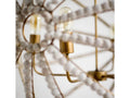 Ava White Gold Metal and White Wood Beaded Six Bulb Chandelier | Calgary Furniture Store