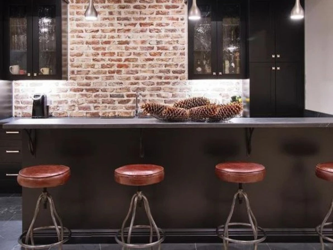 Bowlar Bar Stool Leather in Brown | Calgary Furniture Store