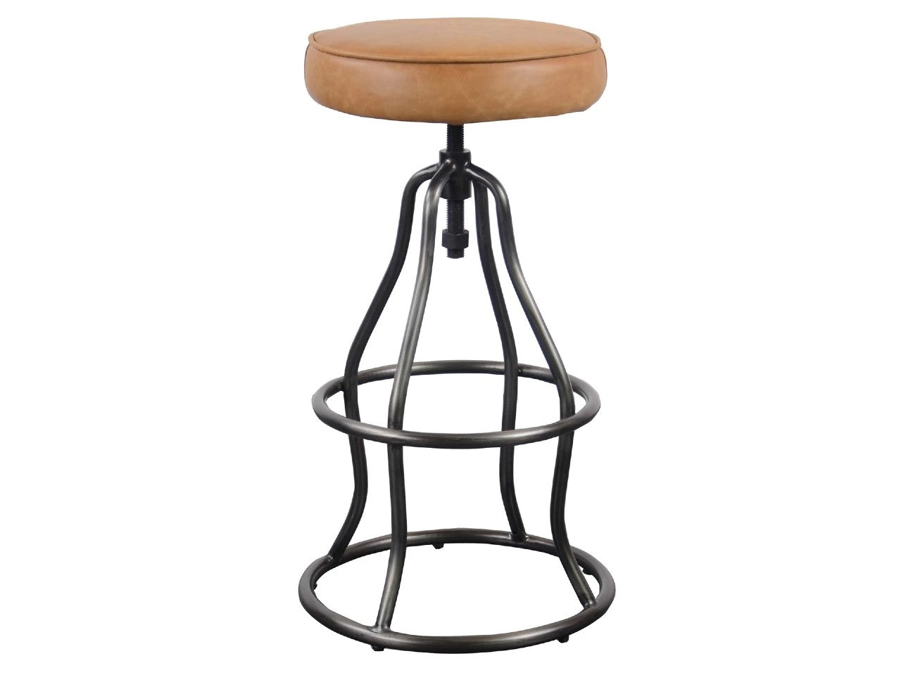 Bowlar Bar Stool Leather in Cognac Leather | Calgary's Furniture Store | Calgary Bar Stools