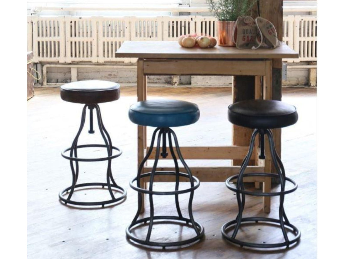 Bowlar Bar Stool Leather in Black | Calgary Furniture Store
