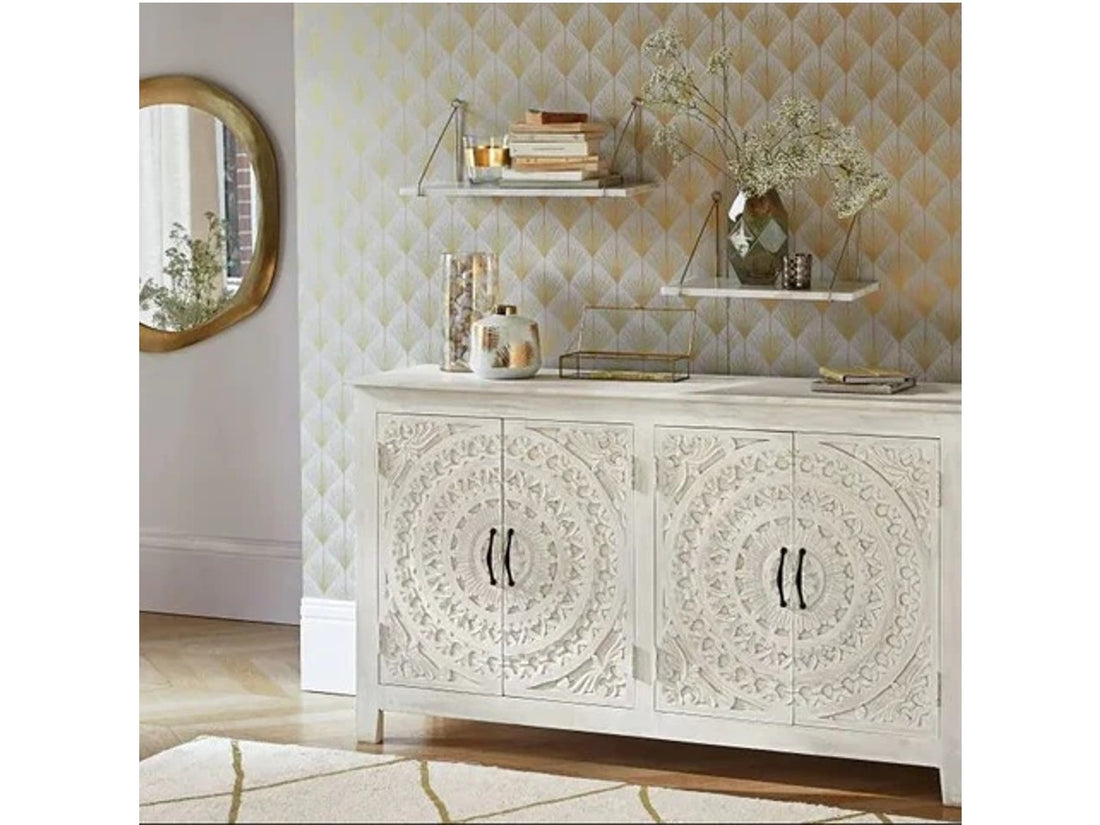 Carved Lace 4 Door Sideboard | Calgary Furniture Store