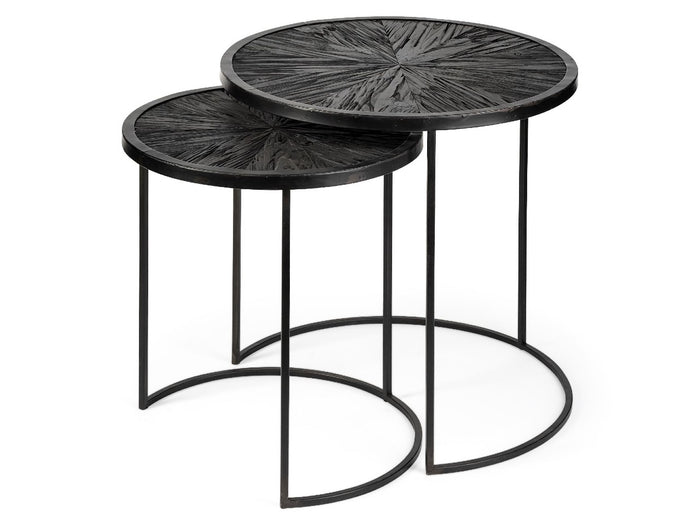Chakra Accent Tables - Round Dark Wood Top Black Frame | Calgary's Furniture Store | Calgary Accent Tables
