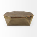 Esagono Metal Base Coffee Table - Double Hinged Solid Wood Top Brass | Calgary Furniture Store
