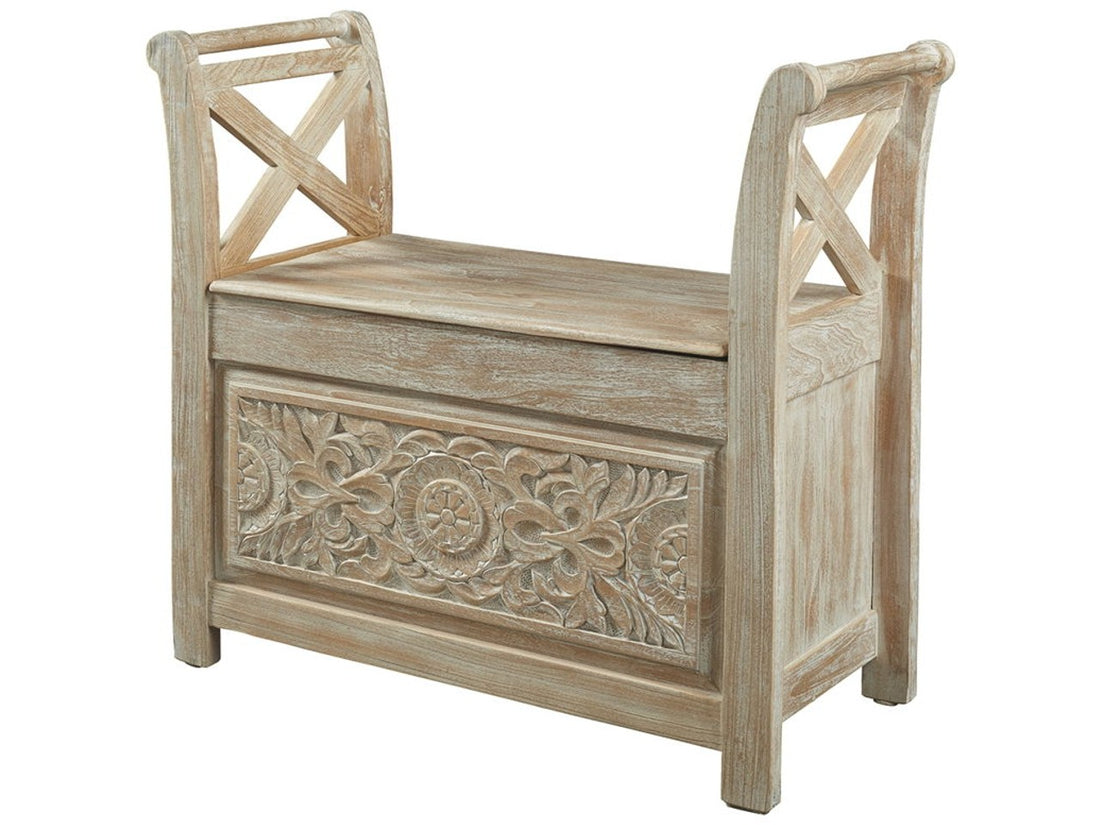 Fossil Whitewash Storage Bench | Calgary Furniture Store