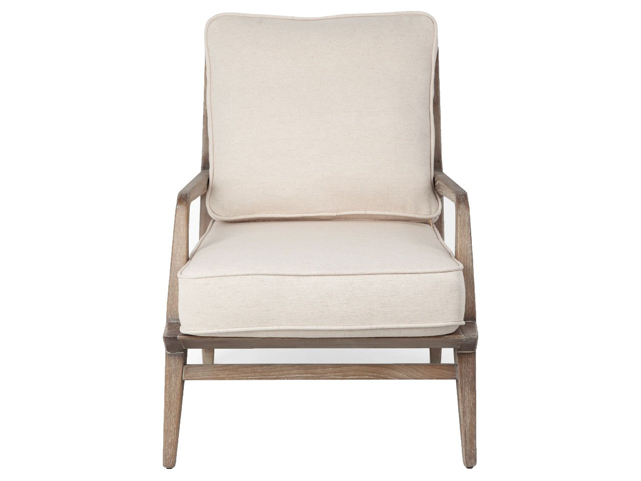 Harman II Wood Frame Accent Chair - Off-White Fabric Seat | Calgary's Furniture Store | Calgary Accent Chairs