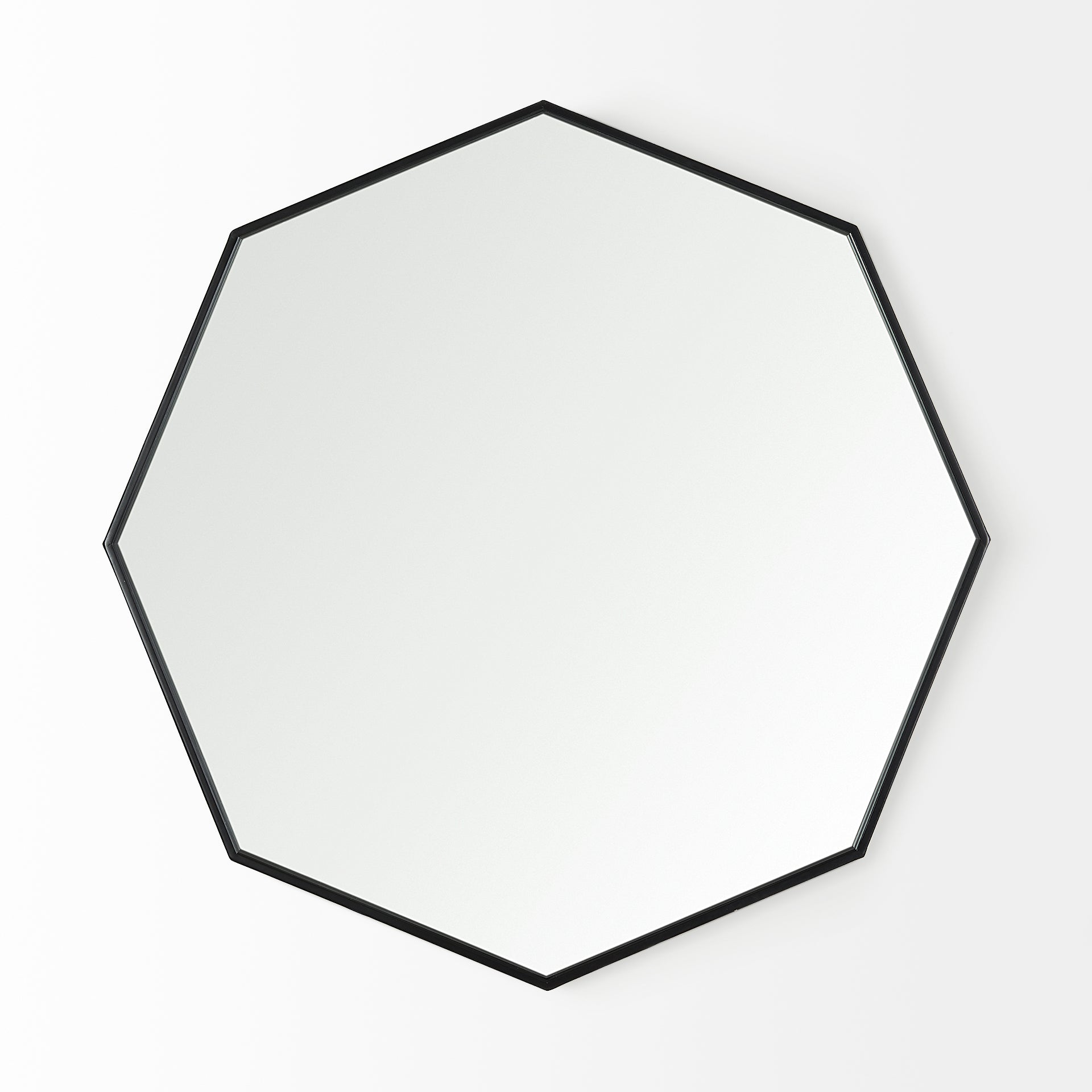 Helix 37" Octagon Black Metal Frame Mirror | Calgary Furniture Store