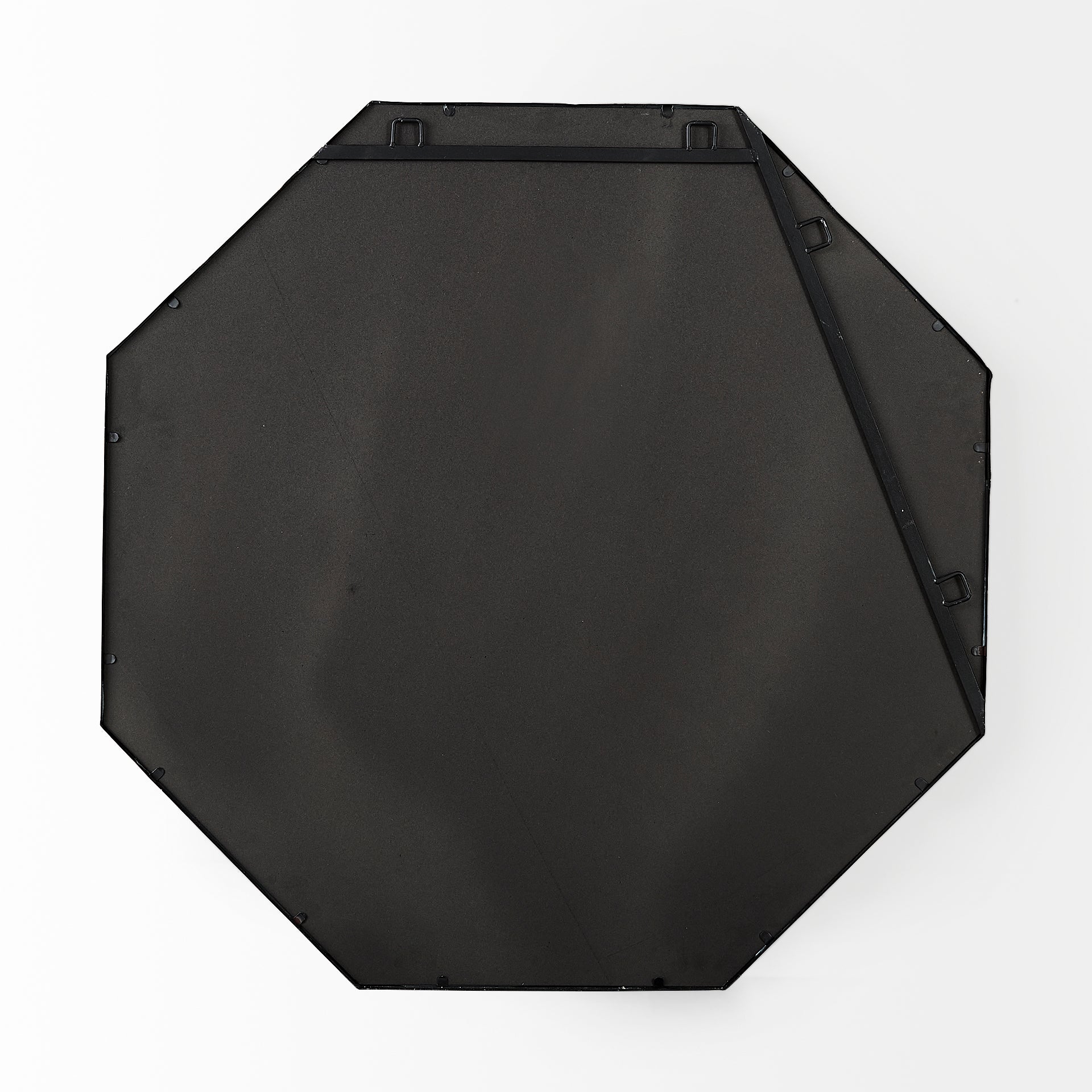 Helix 37" Octagon Black Metal Frame Mirror | Calgary Furniture Store