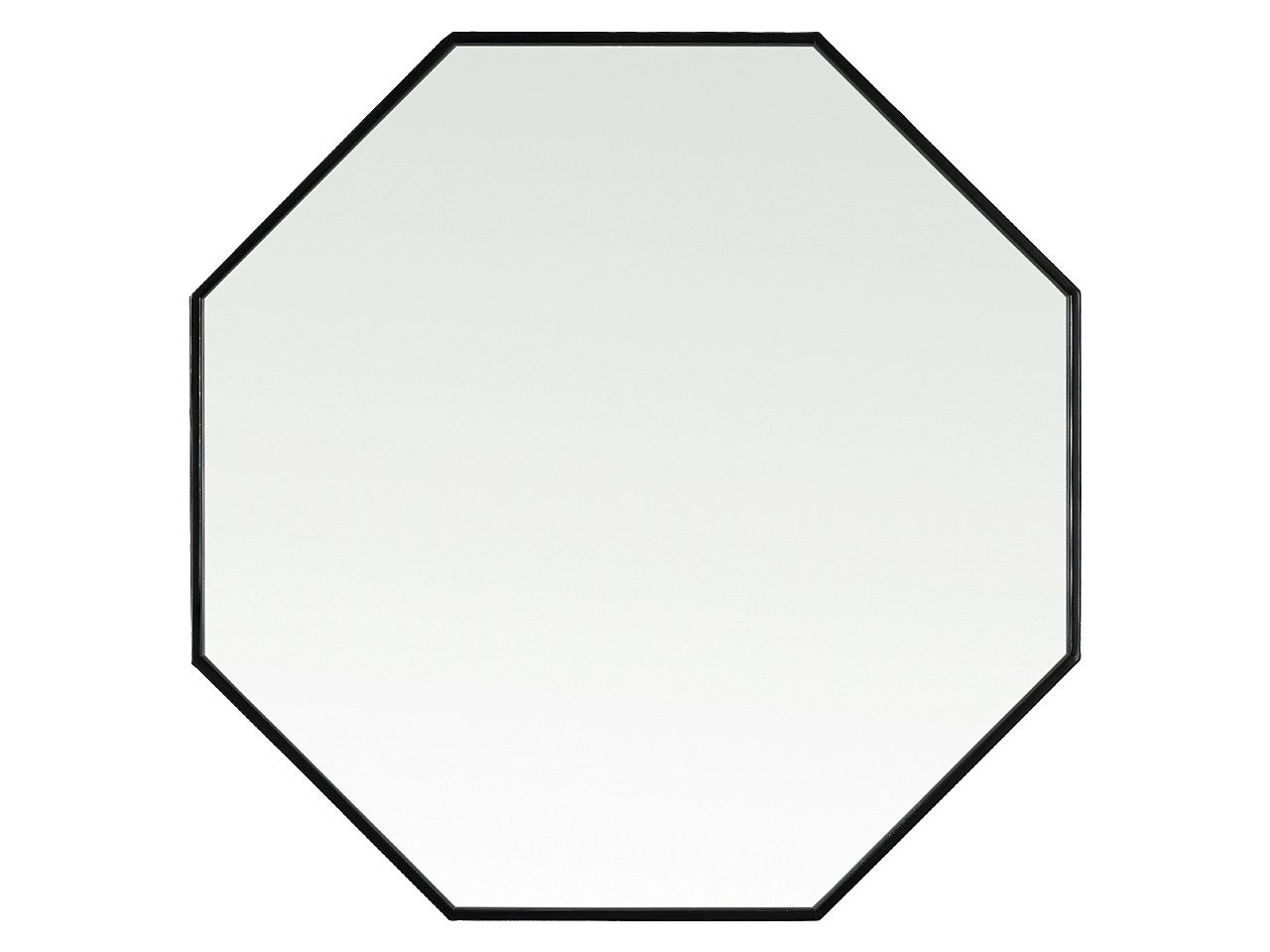 Helix 37" Octagon Black Metal Frame Mirror | Calgary Furniture Store