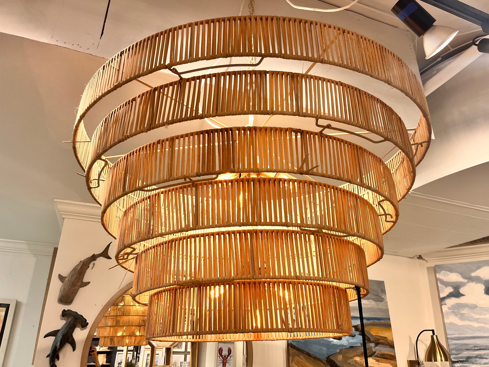 Marimba Natural Cane 6 Tier Chandelier | Calgary Furniture Store