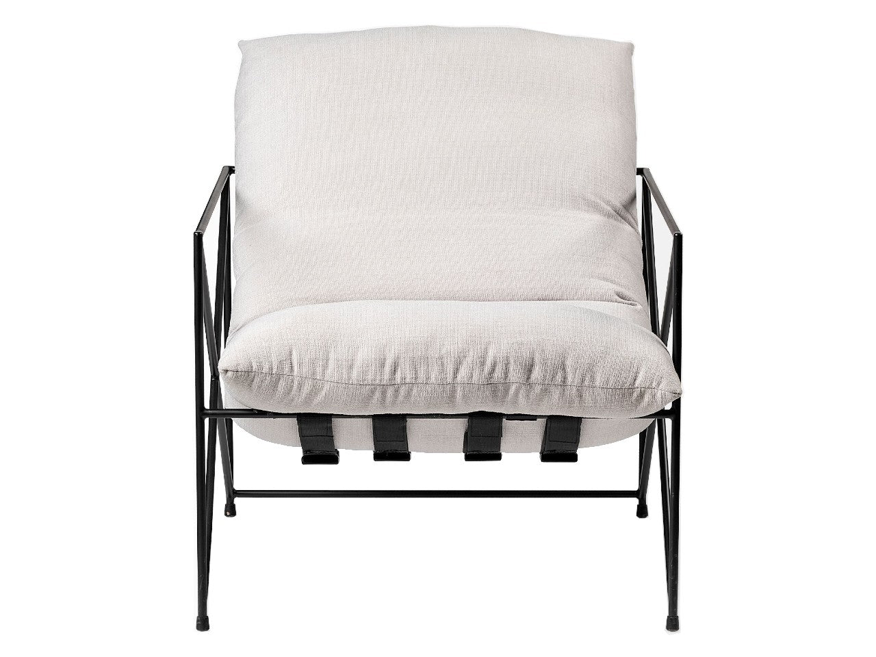 Leonidas Accent Chair-  Cream Fabric Wrap Black Metal Frame | Calgary's Furniture Store | Calgary Accent Chairs