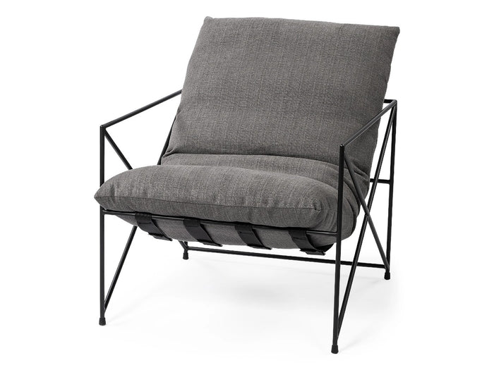 Leonidas Accent Chair - Grey Fabric Wrap Black Metal Frame | Calgary Furniture Store