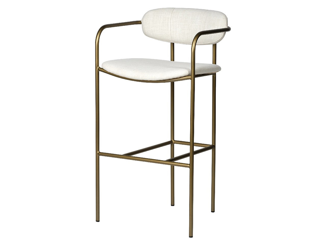 Parker Seat Height Cream Fabric Seat Gold Metal Bar Stool | Calgary's Furniture Store | Calgary Bar Stools