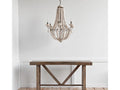 Phillum Silver Metal Chassis and White Wood Beaded Six Bulb Chandelier | Calgary Furniture Store