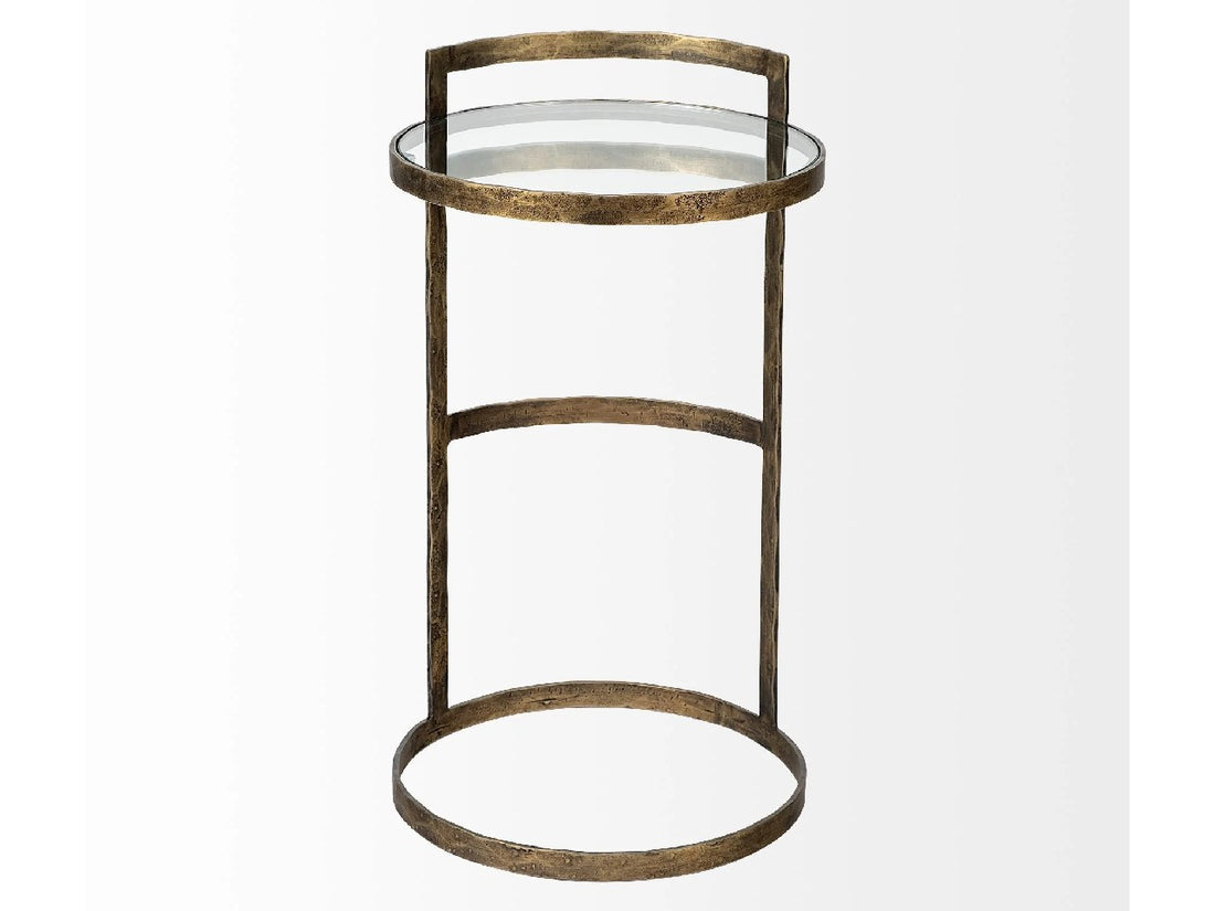 Reimer Accent Table - Gold Round Glass Top with Metal Frame | Calgary Furniture Store
