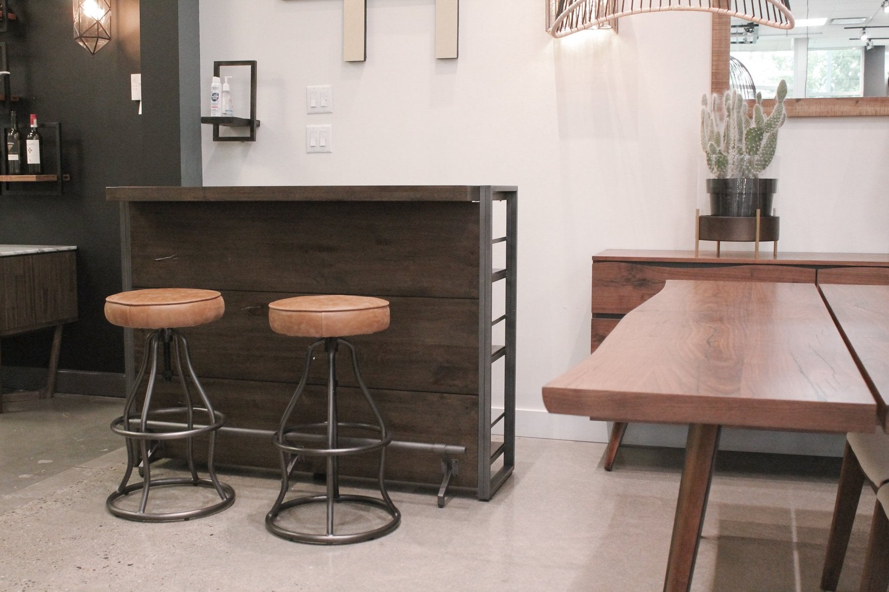 Bowlar Bar Stool Leather in Cognac Leather | Calgary's Furniture Store | Calgary Bar Stools
