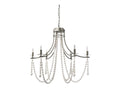 Selma White Wood Bead and Metal Chandelier | Calgary Furniture Store