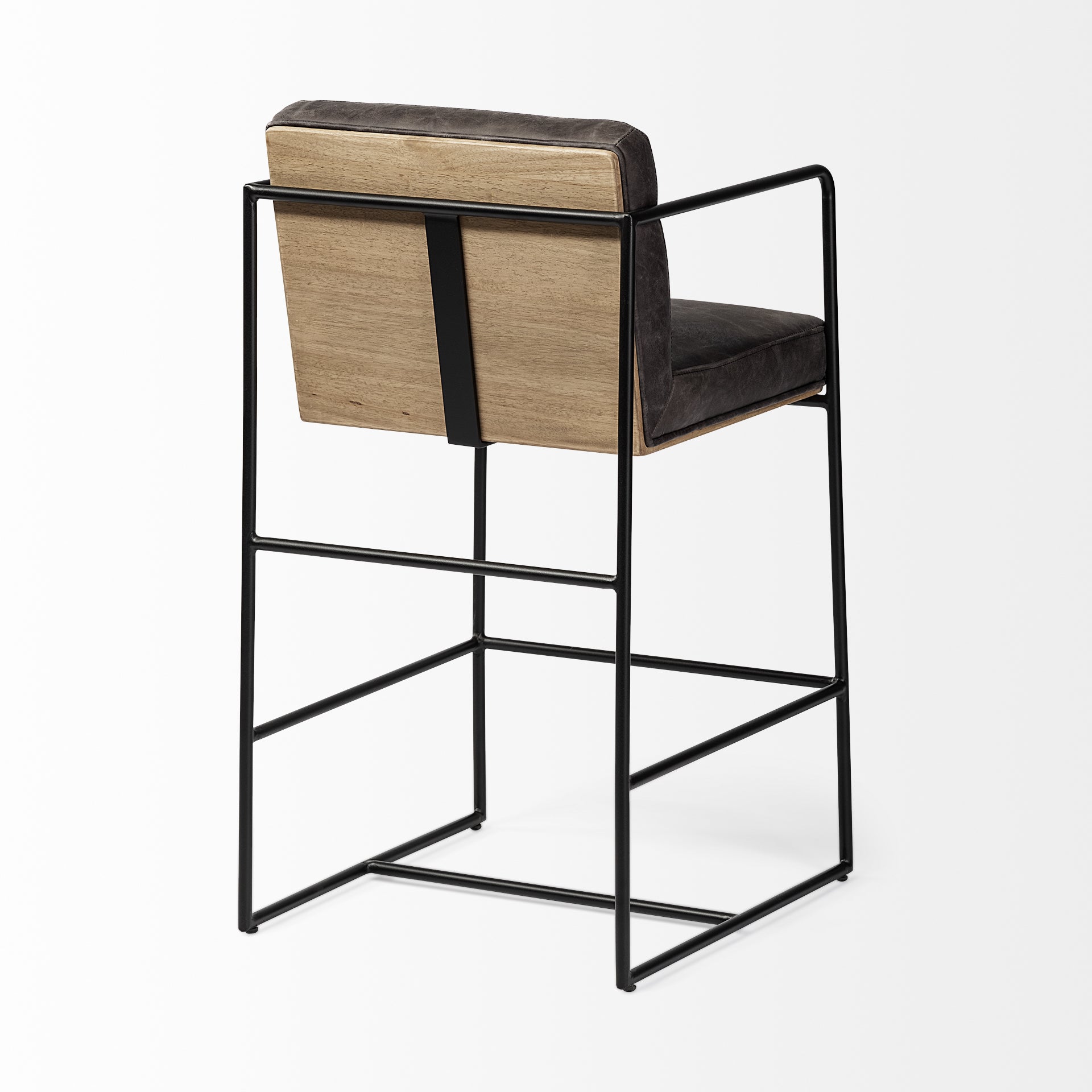 Stamford Ebony Leather Seat Black Metal Frame Counter Stool | Calgary Furniture Store