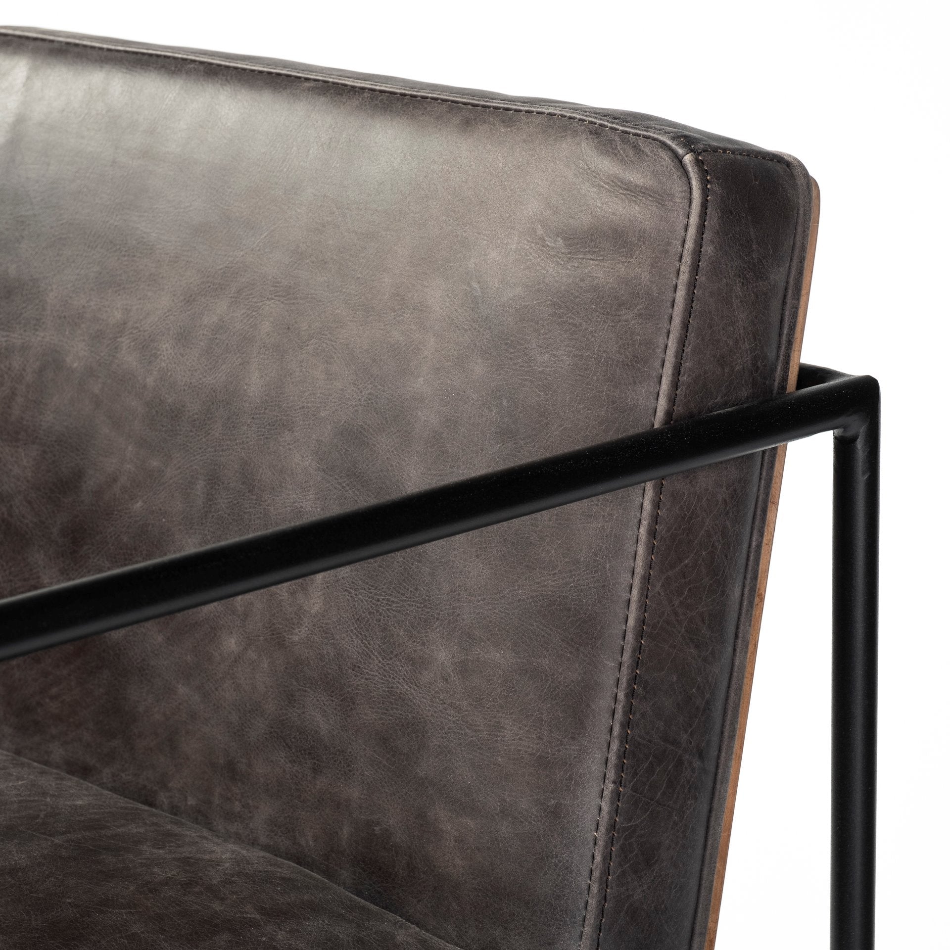 Stamford Ebony Leather Seat Black Metal Frame Counter Stool | Calgary Furniture Store