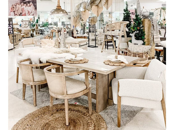 Aida Light Grey Wood Dining Table Showhome Furniture