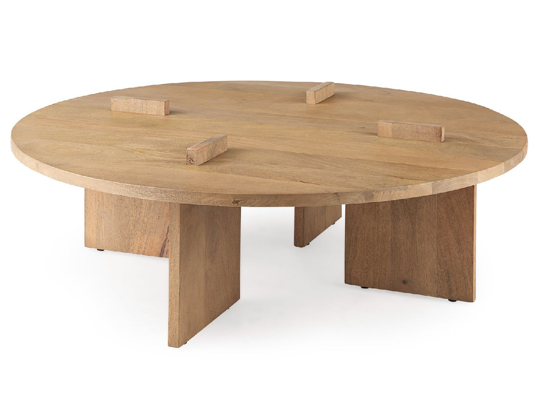 Aida Round Coffee Table - Light Brown | Calgary Furniture Store