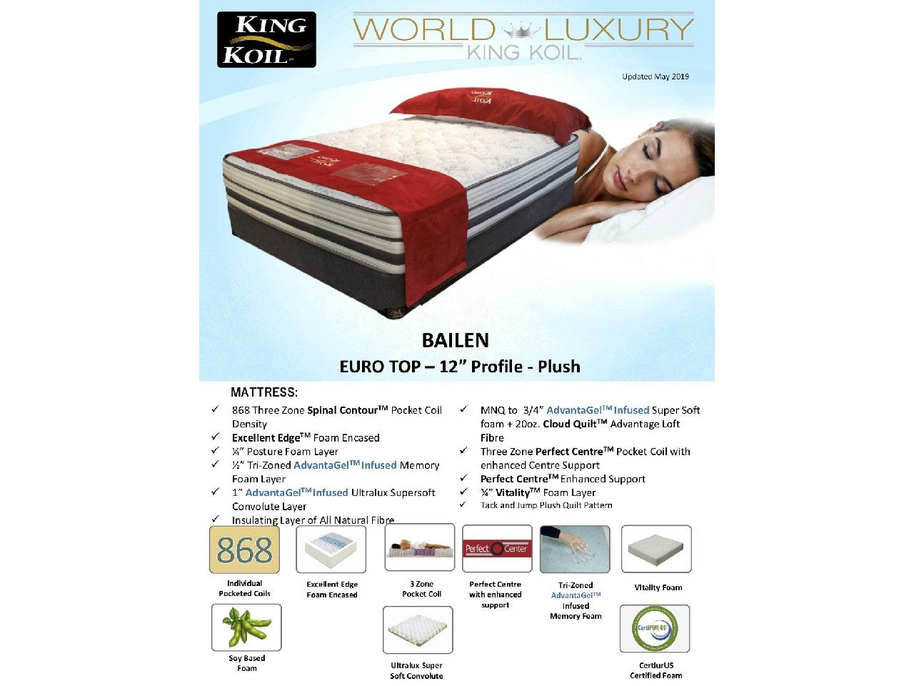 Bailen Euro Top 12" Mattress - King Koil | Calgary Furniture Store