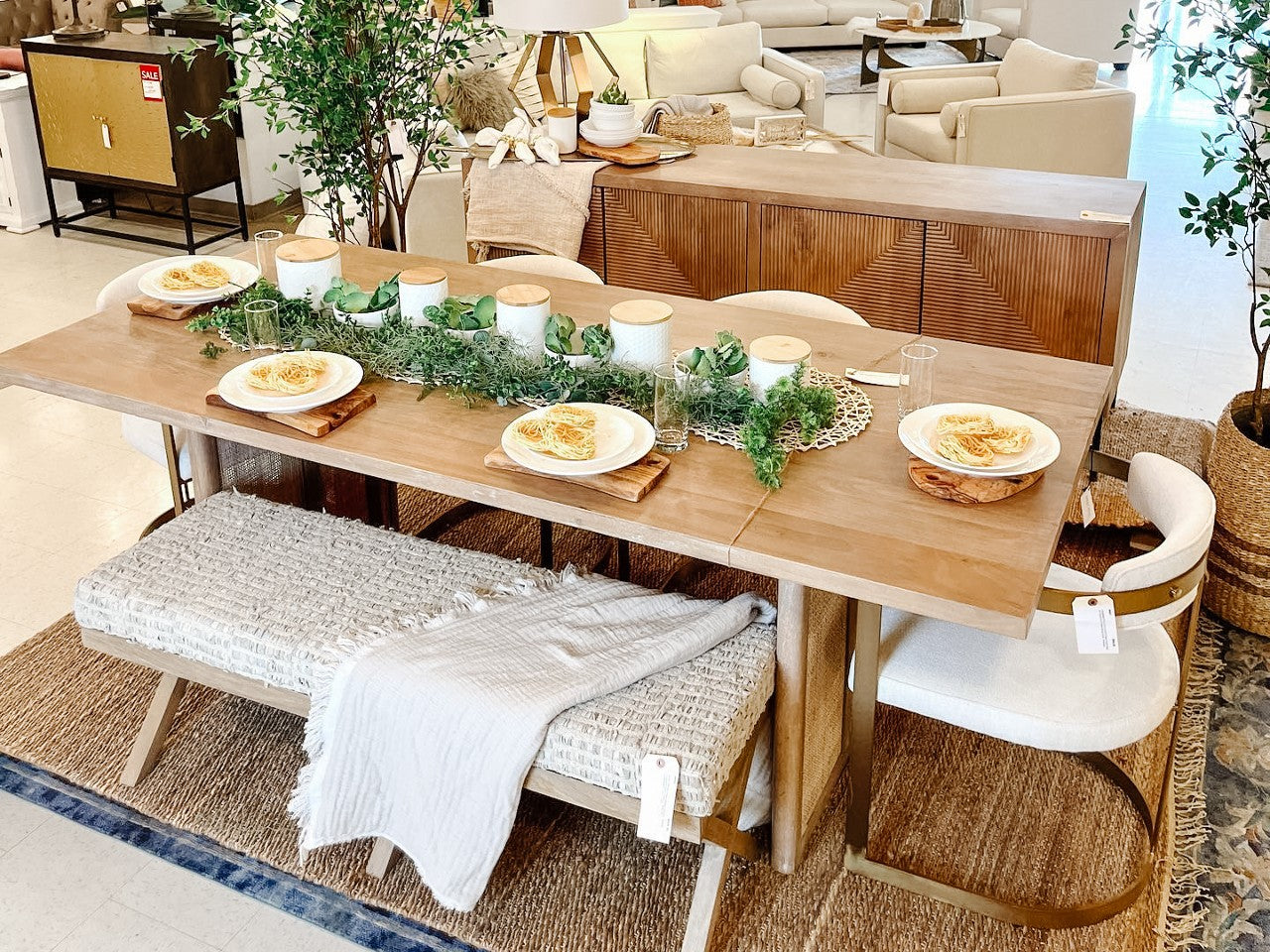 Cane Light Brown Solidwood Dining Table | Calgary Furniture Store