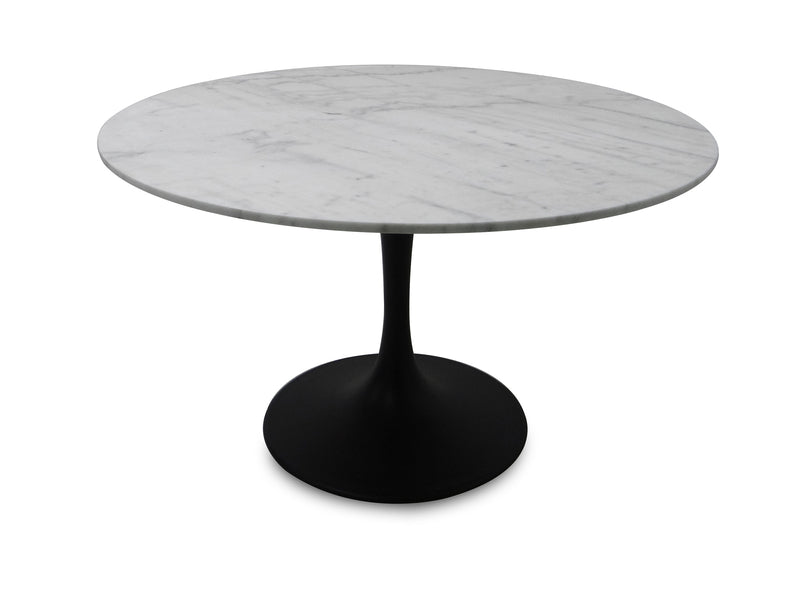 Canmore Round Dining Table - White Marble/Sleek Matte Base | Calgary Furniture Store