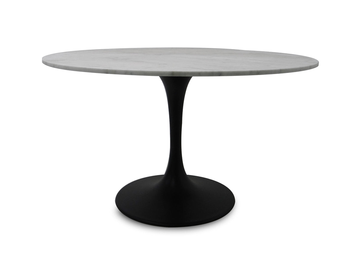 Canmore Round Dining Table - White Marble/Sleek Matte Base | Calgary Furniture Store