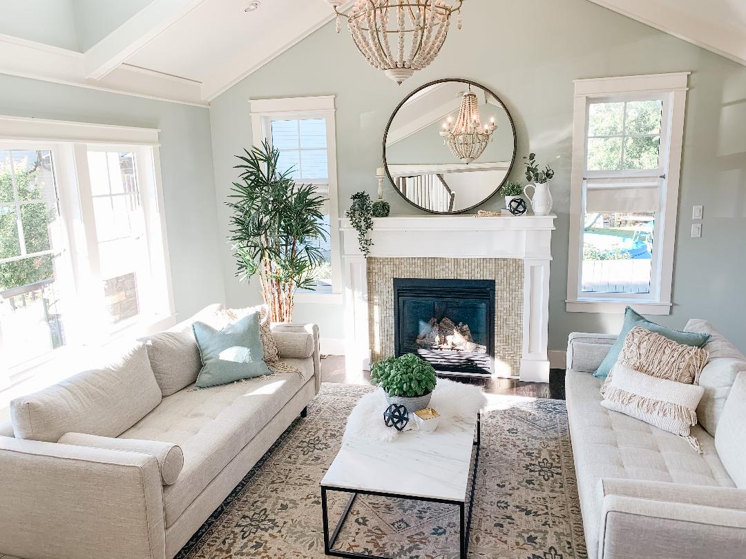 Phillum Silver Metal Chassis and White Wood Beaded Six Bulb Chandelier | Calgary Furniture Store