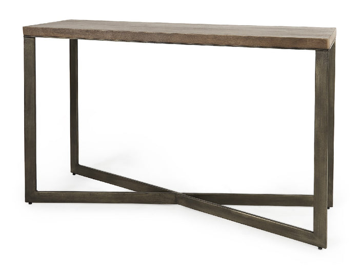 Faye Console Table- Brown Wood | Nickel Metal | Calgary Furniture Store