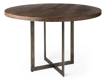 Faye Medium Brown Round Dining Table | Calgary Furniture Store