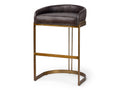 Hollyfield Leather Bar Stool - black | Calgary Furniture Store