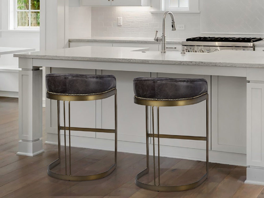 Hollyfield Leather Counter Stool - black | Calgary Furniture Store